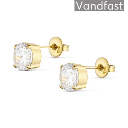 ANNEBRAUNER Princess 8 mm Clear Øreringe 18K Guldbelagt