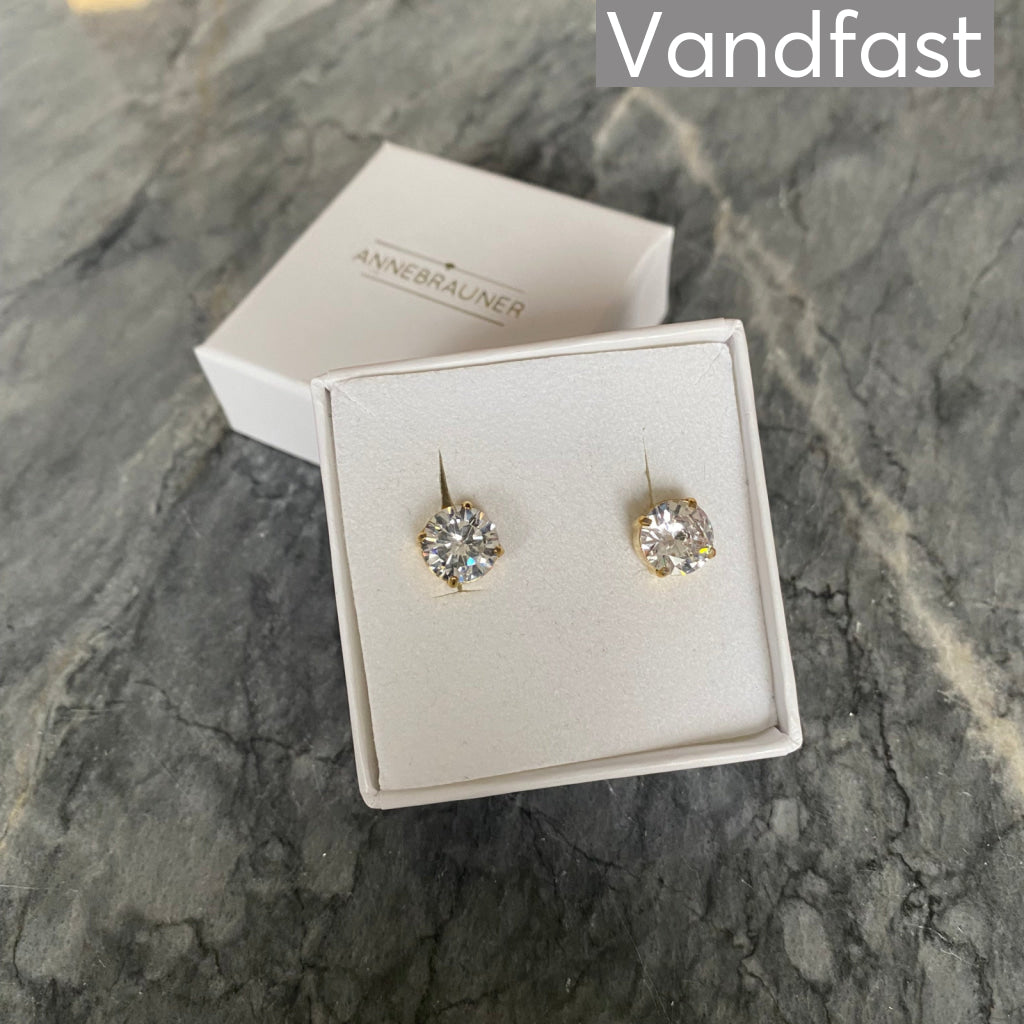 ANNEBRAUNER Princess 8 mm Clear Øreringe 18K Guldbelagt