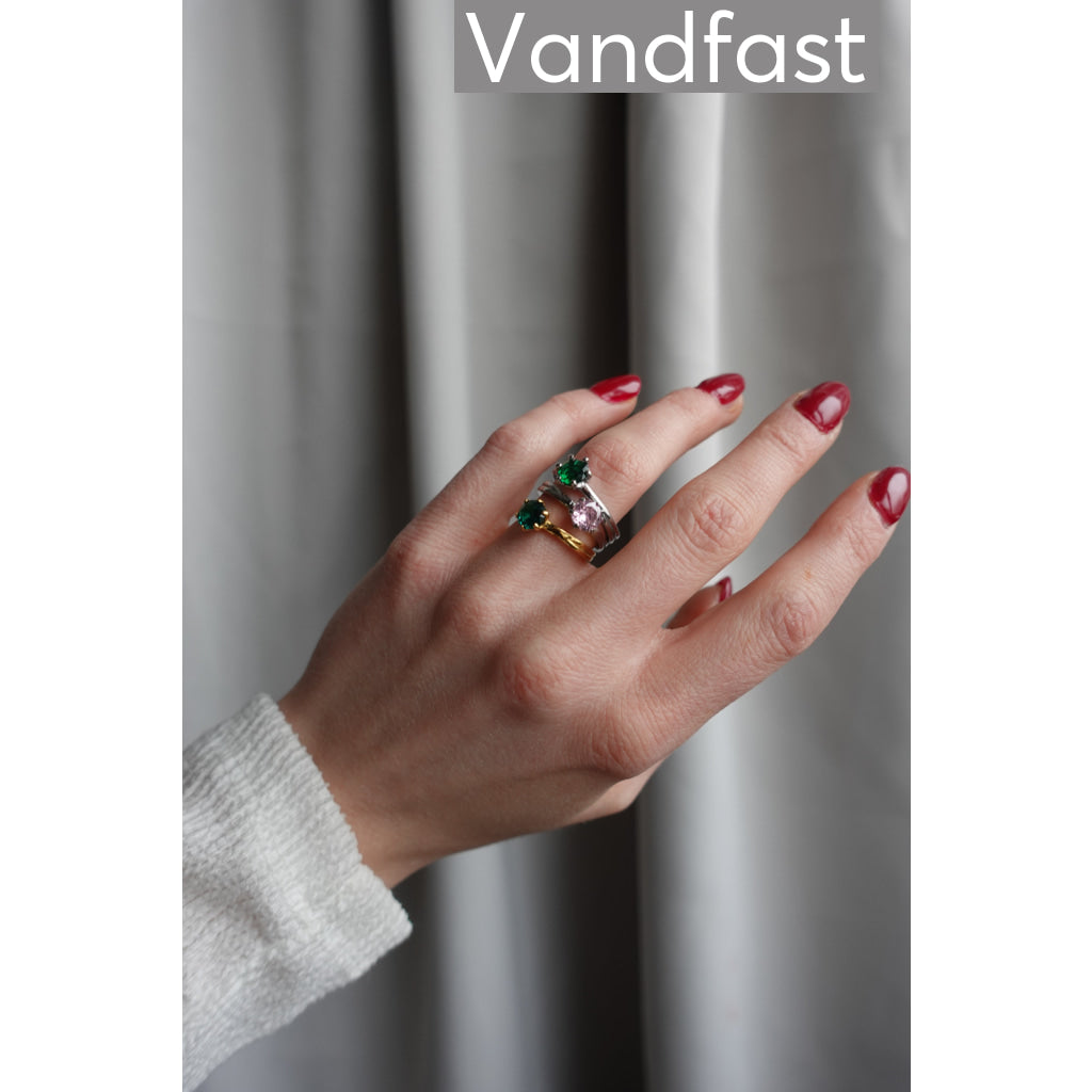 ANNEBRAUNER Princess Jade Green Ring 18K Guldbelagt