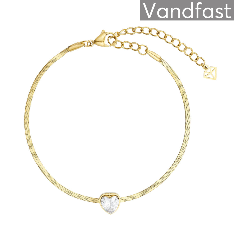 ANNEBRAUNER Snake Heart Zirconia Armbånd 18K Guldbelagt