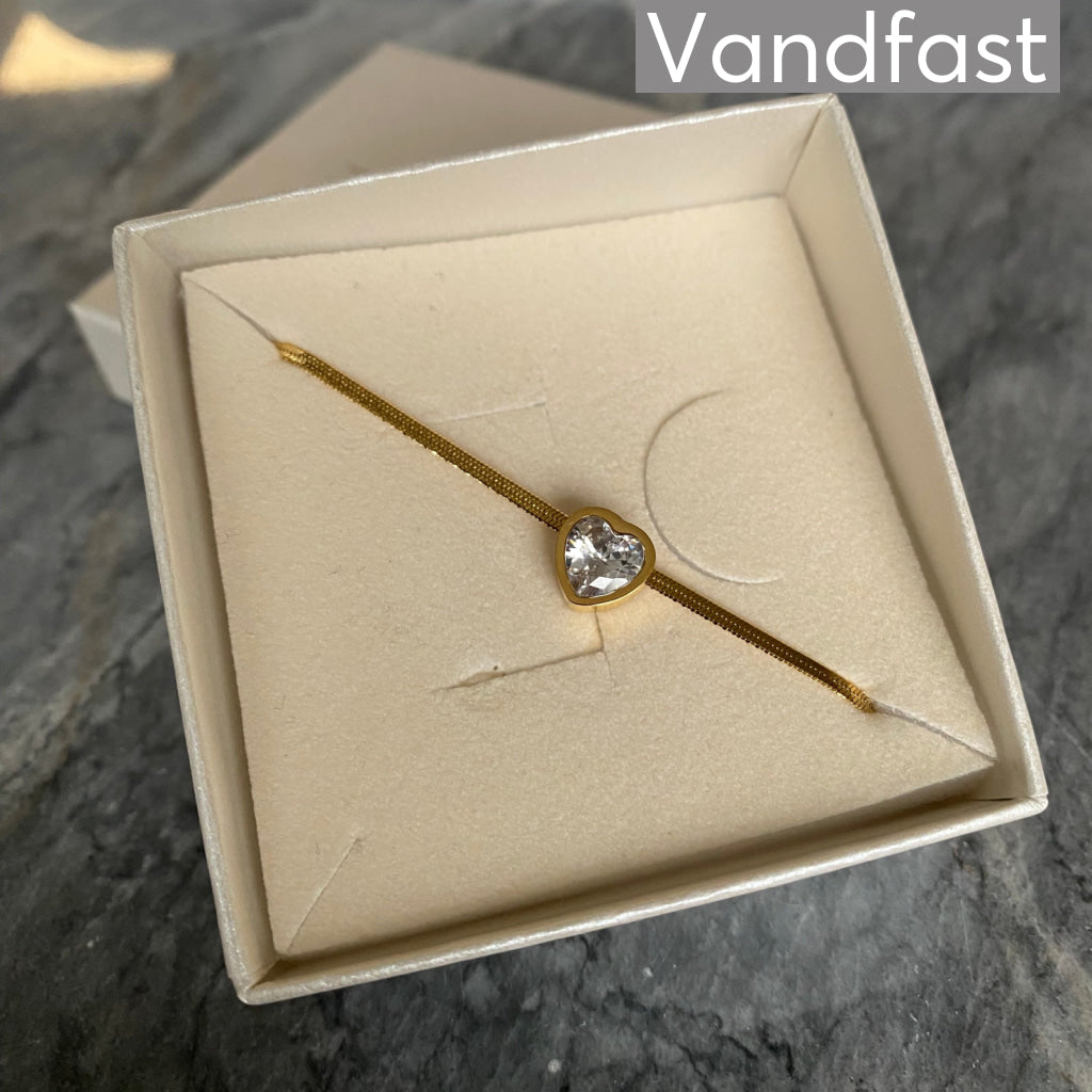 ANNEBRAUNER Snake Heart Zirconia Armbånd 18K Guldbelagt