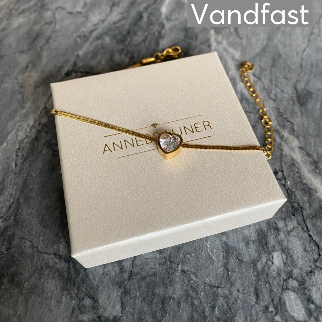 ANNEBRAUNER Snake Heart Zirconia Armbånd 18K Guldbelagt