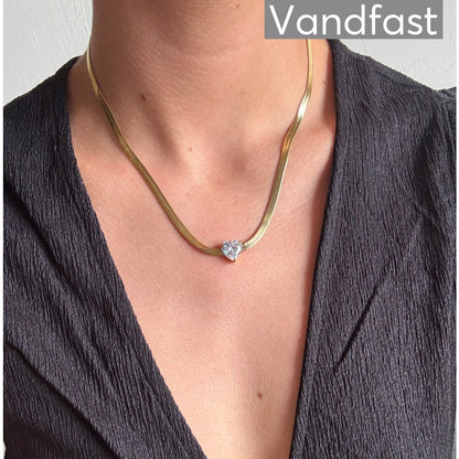 ANNEBRAUNER Snake Heart Zirconia Halskæde 18K Guldbelagt - Halskæde