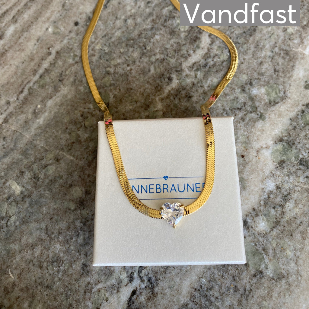 ANNEBRAUNER Snake Heart Zirconia Halskæde 18K Guldbelagt - Halskæde