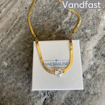 ANNEBRAUNER Snake Heart Zirconia Halskæde 18K Guldbelagt - Halskæde