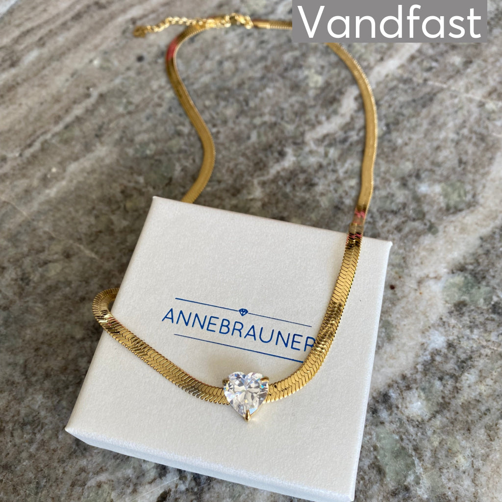 ANNEBRAUNER Snake Heart Zirconia Halskæde 18K Guldbelagt - Halskæde