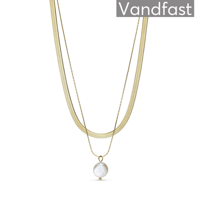 ANNEBRAUNER Snake Pearl Halskæde 18K Guldbelagt