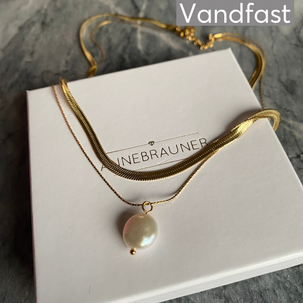 ANNEBRAUNER Snake Pearl Halskæde 18K Guldbelagt