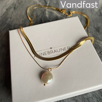 ANNEBRAUNER Snake Pearl Halskæde 18K Guldbelagt