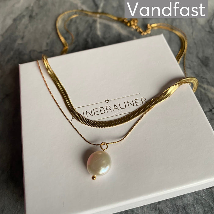ANNEBRAUNER Snake Pearl Halskæde 18K Guldbelagt