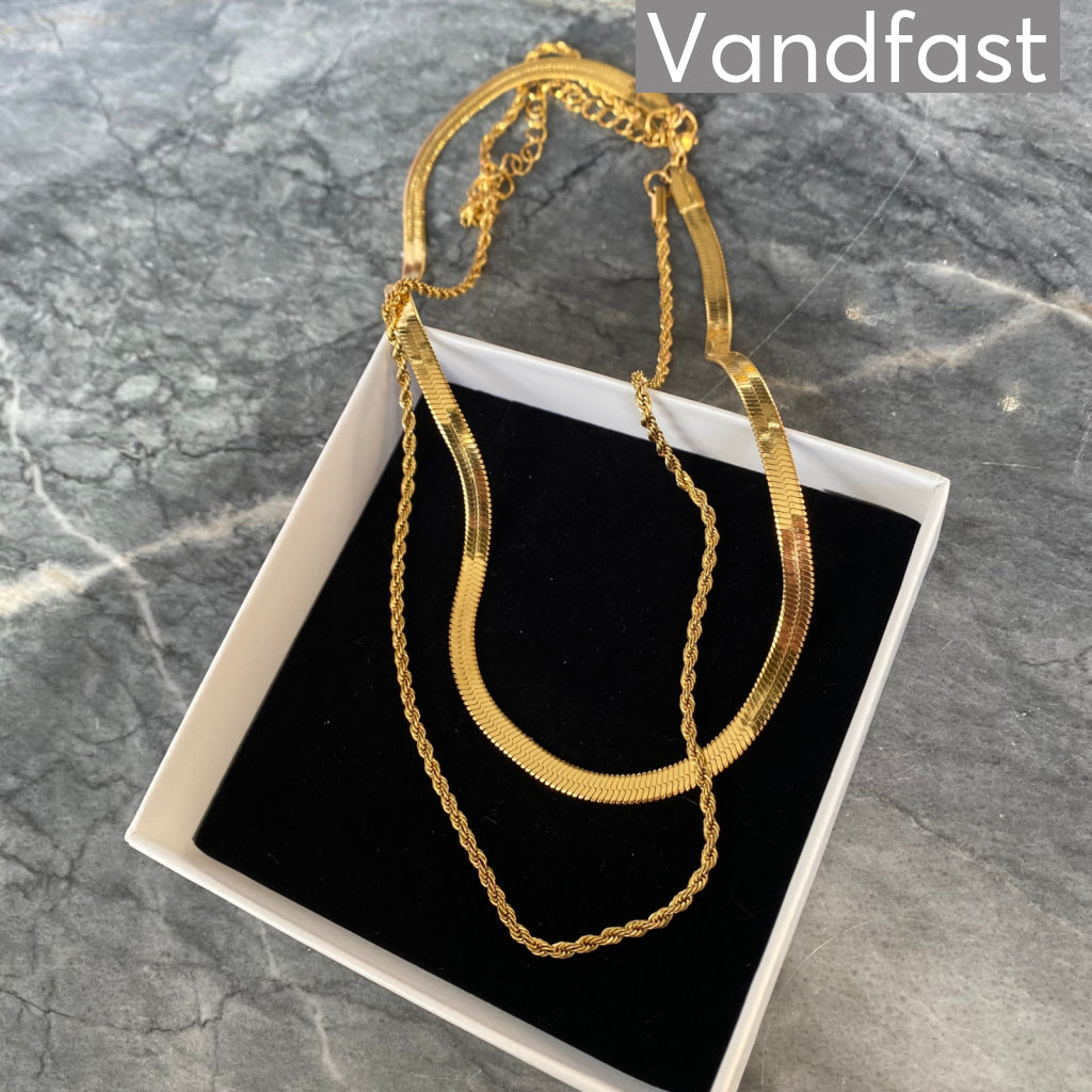 ANNEBRAUNER Snake Swirl Mix Halskæde 18K Guldbelagt