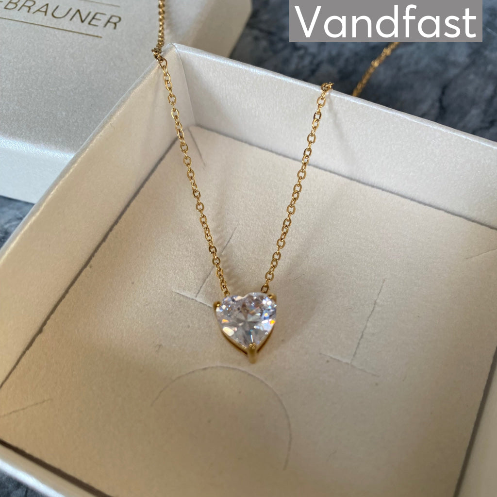ANNEBRAUNER Stella Zirconia Heart Halskæde 18K Guldbelagt