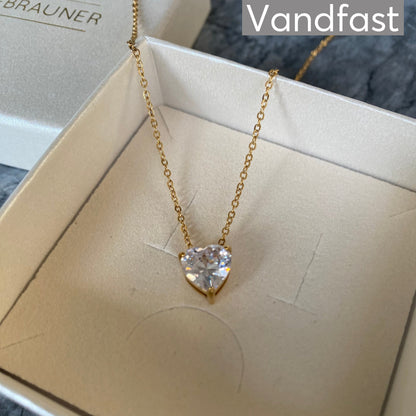 ANNEBRAUNER Stella Zirconia Heart Halskæde 18K Guldbelagt