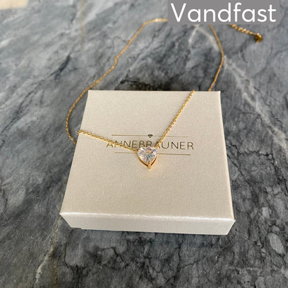 ANNEBRAUNER Stella Zirconia Heart Halskæde 18K Guldbelagt