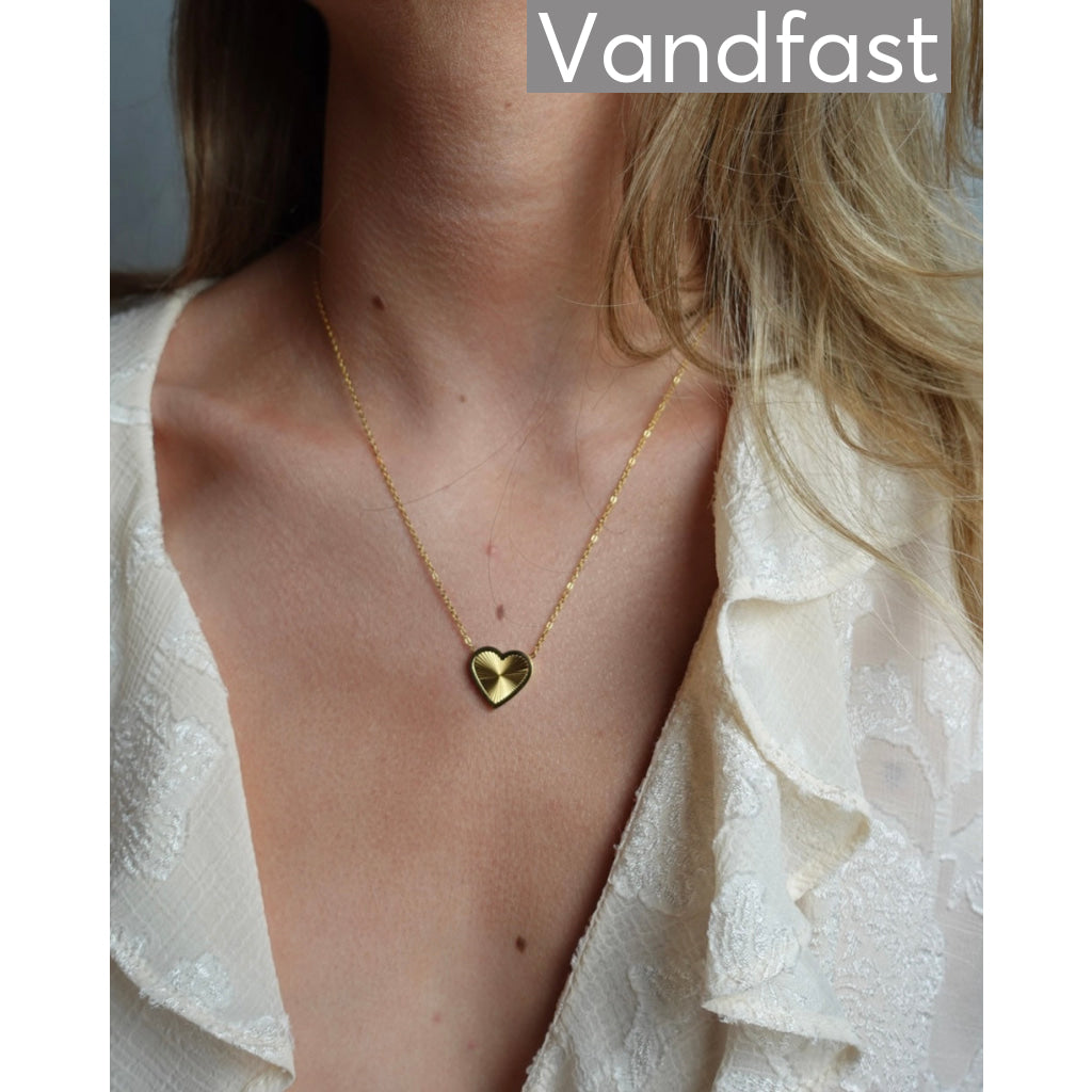 ANNEBRAUNER Sun Burst Heart Halskæde 18K Guldbelagt