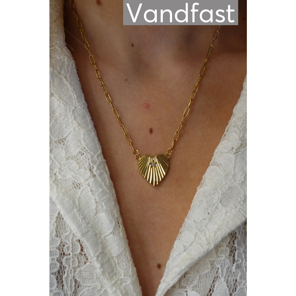 ANNEBRAUNER Sun Heart Zirconia Halskæde 18K Guldbelagt