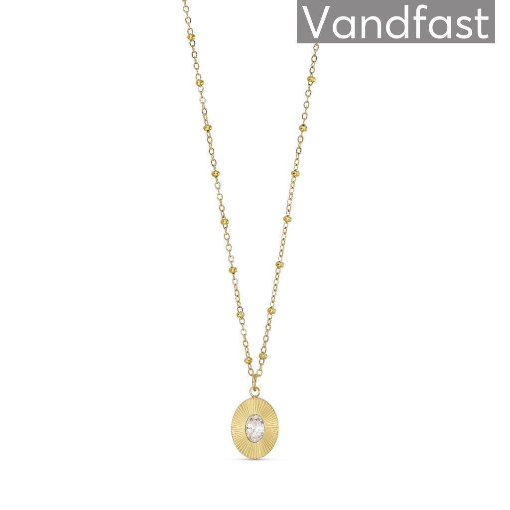ANNEBRAUNER Sun Oval Zirconia Halskæde 18K Guldbelagt