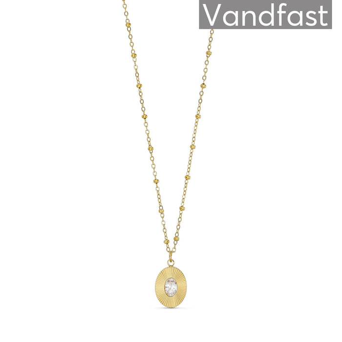 ANNEBRAUNER Sun Oval Zirconia Halskæde 18K Guldbelagt