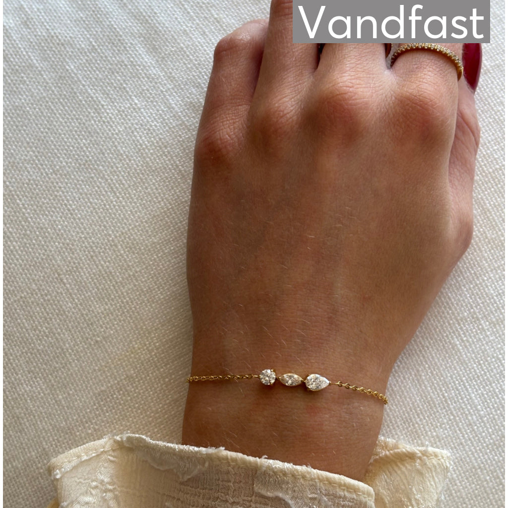 ANNEBRAUNER Triple Zirconia Armbånd 18K Guldbelagt - Armbånd