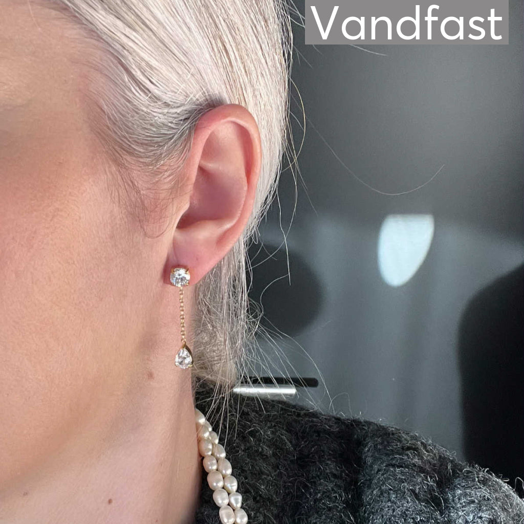 ANNEBRAUNER Zirconia Chain Øreringe 18K Guldbelagt