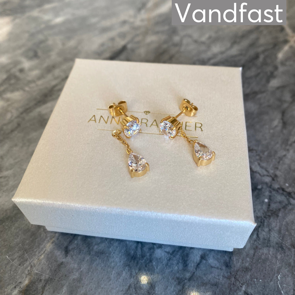 ANNEBRAUNER Zirconia Chain Øreringe 18K Guldbelagt