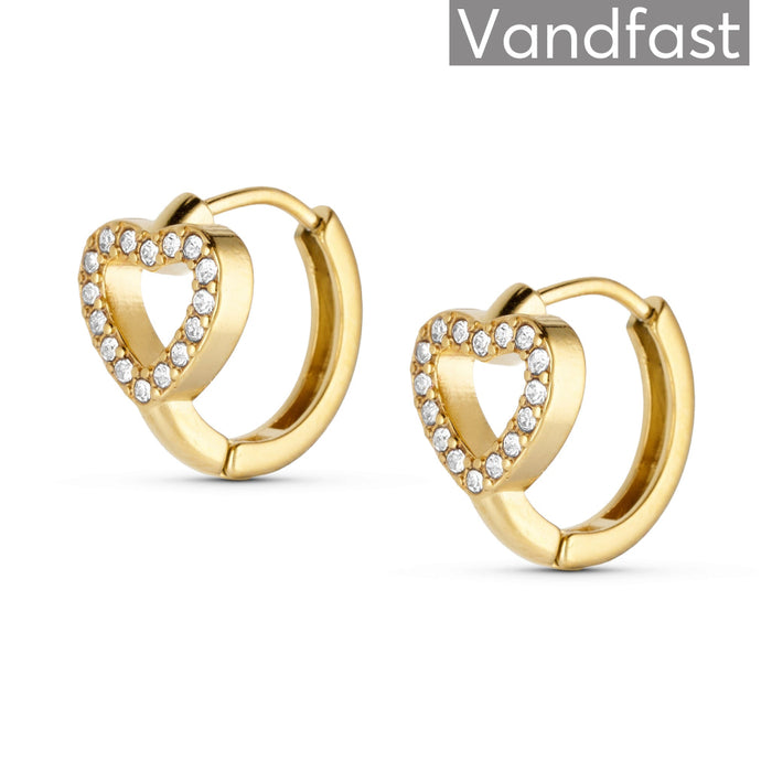 ANNEBRAUNER Zirconia Heart Creole Øreringe 18K Guldbelagt - Ørering