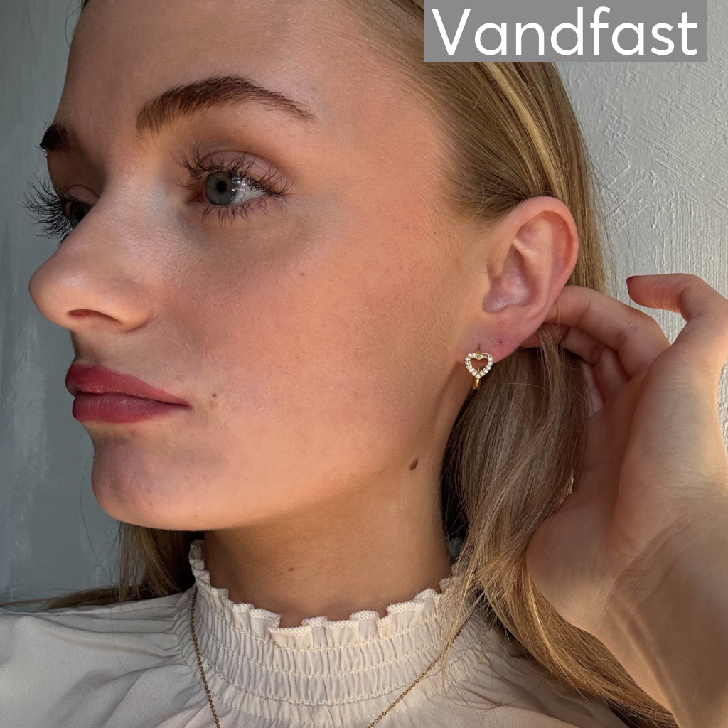 ANNEBRAUNER Zirconia Heart Creole Øreringe 18K Guldbelagt - Ørering
