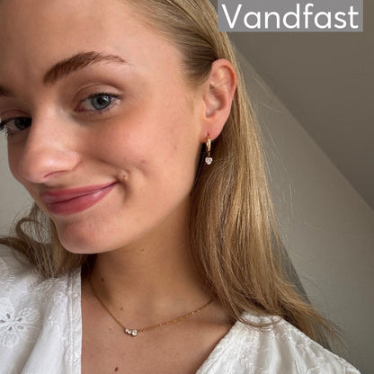 ANNEBRAUNER Zirconia Heart Hoop Øreringe 18K Guldbelagt - Ørering