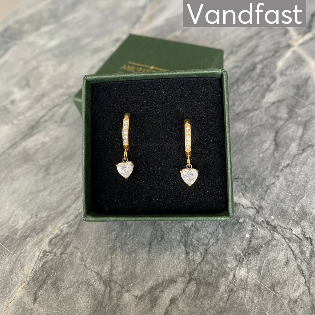 ANNEBRAUNER Zirconia Heart Hoop Øreringe 18K Guldbelagt - Ørering