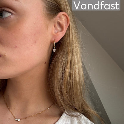 ANNEBRAUNER Zirconia Heart Hoop Øreringe 18K Guldbelagt - Ørering