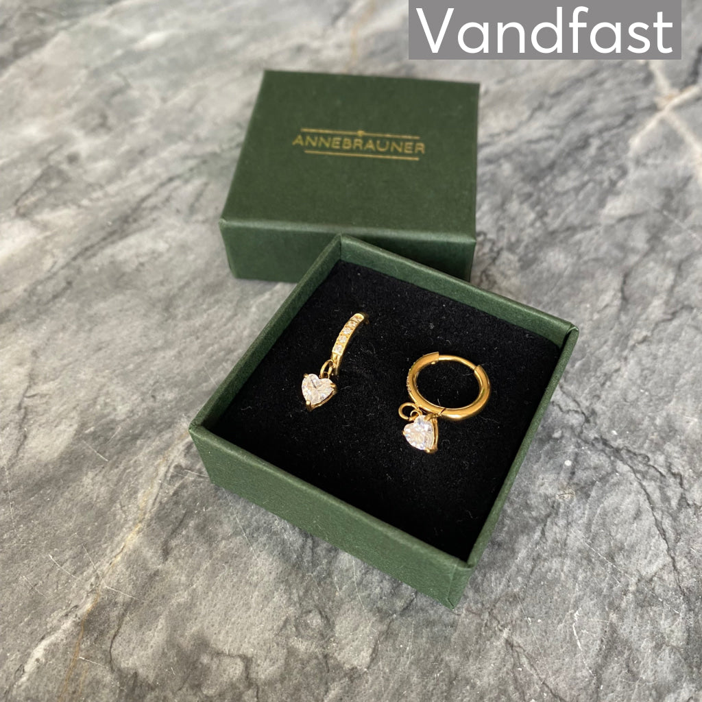 ANNEBRAUNER Zirconia Heart Hoop Øreringe 18K Guldbelagt - Ørering