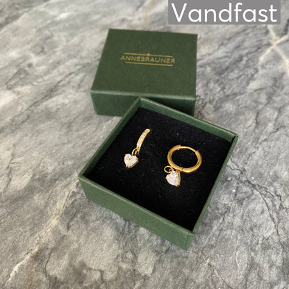 ANNEBRAUNER Zirconia Heart Hoop Øreringe 18K Guldbelagt - Ørering