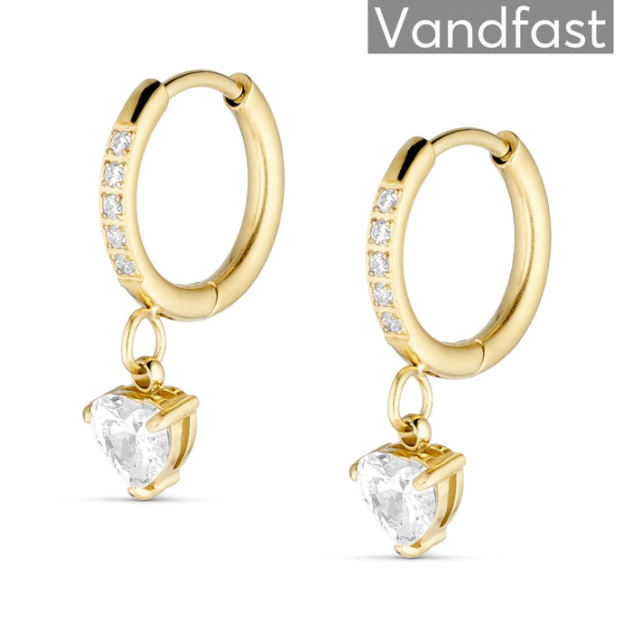 ANNEBRAUNER Zirconia Heart Hoop Øreringe 18K Guldbelagt - Ørering