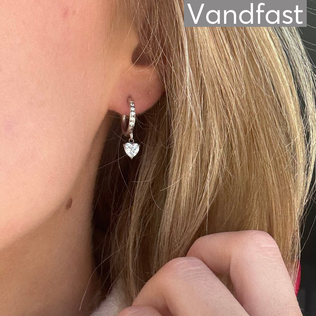 ANNEBRAUNER Zirconia Heart Hoop Øreringe - Ørering