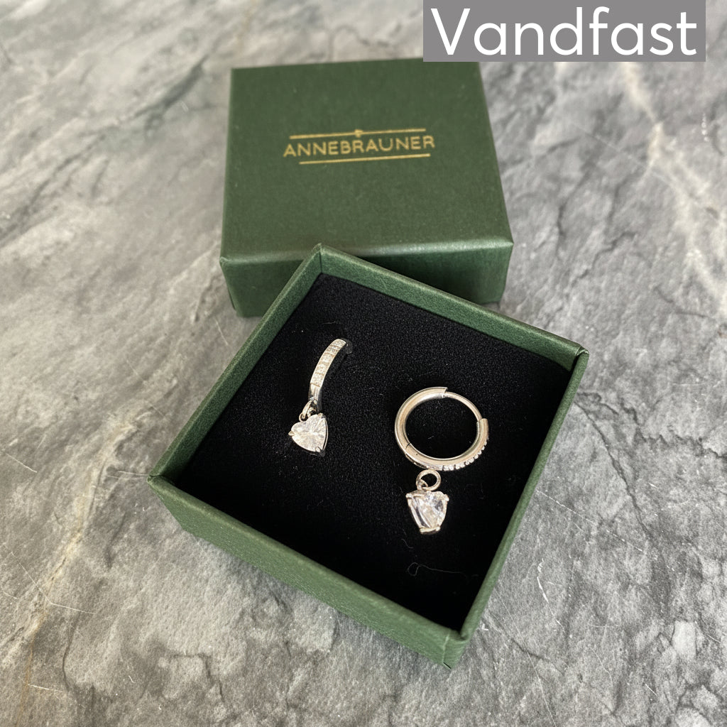 ANNEBRAUNER Zirconia Heart Hoop Øreringe - Ørering