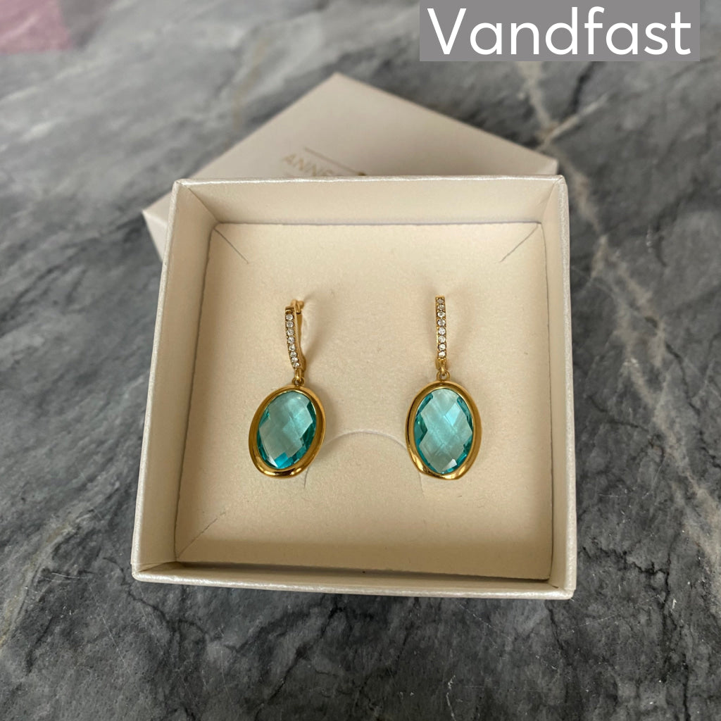 ANNEBRAUNER Zirconia Imperial Aqua Blue Øreringe 18K Guldbelagt