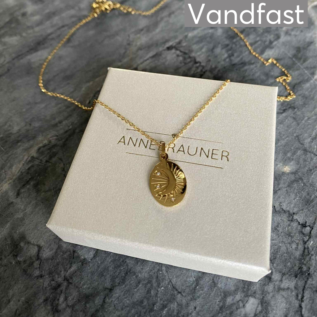 ANNEBRAUNER Zirconia Moon Halskæde 18K Guldbelagt