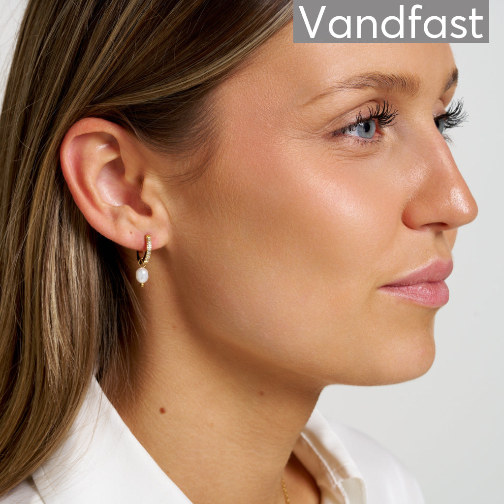 ANNEBRAUNER Zirconia Pearl Creole Øreringe 18K Guldbelagt