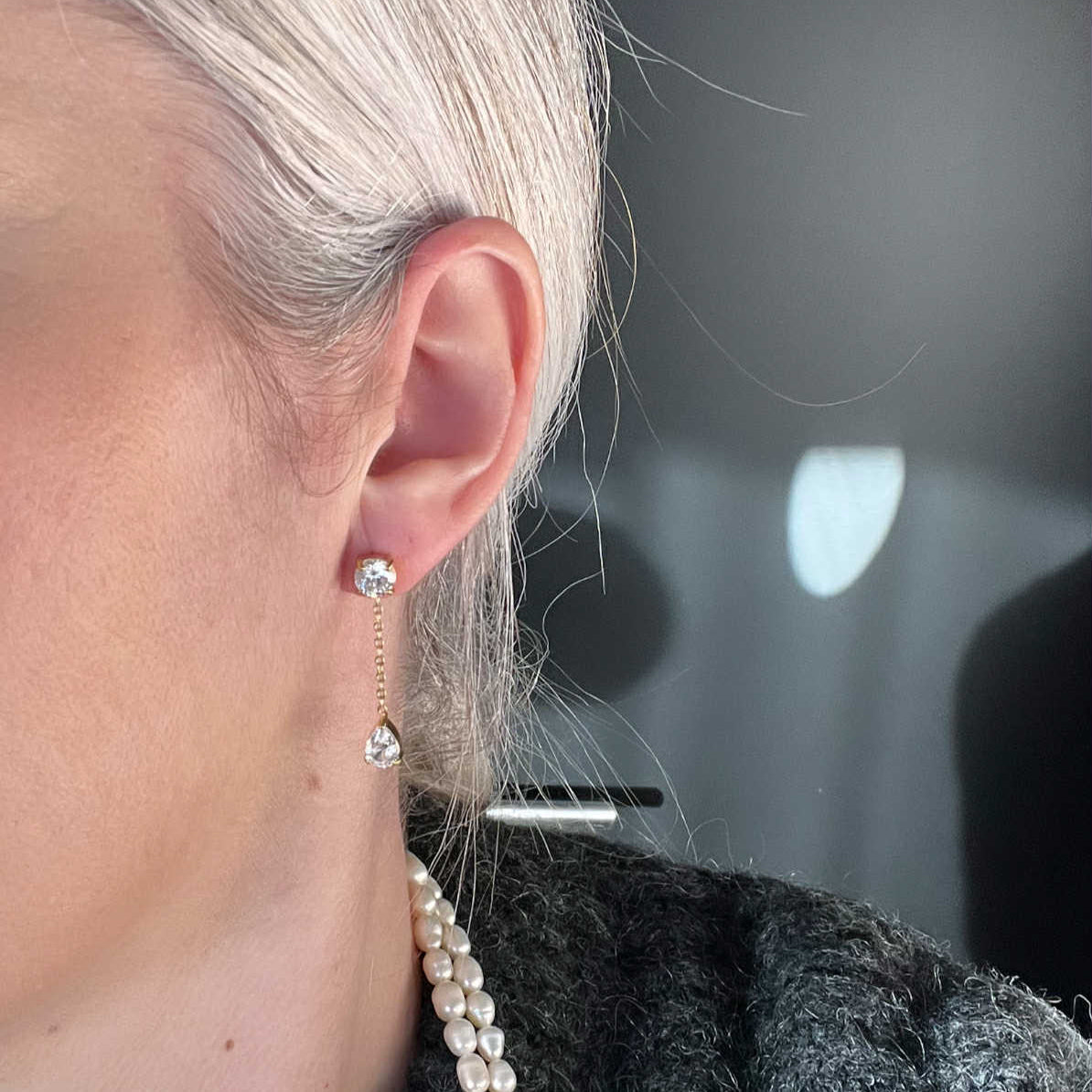 ANNEBRAUNER Zirconia Chain Øreringe 18K Guldbelagt