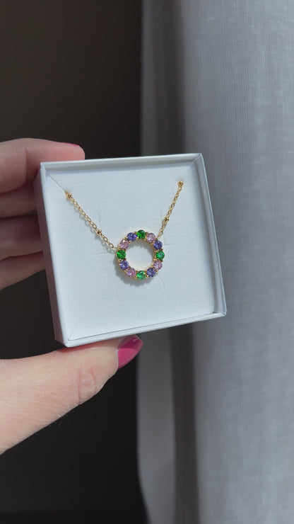 ANNEBRAUNER Big Green/Pink Circle Necklace