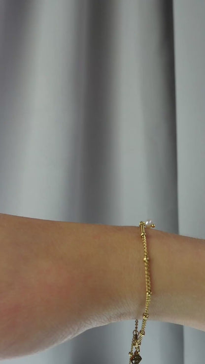 ANNEBRAUNER Pearl Elegance Armbånd 18K Guldbelagt