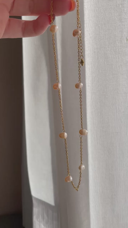 ANNEBRAUNER Pearl Light Pink Halskæde 18K Guldbelagt